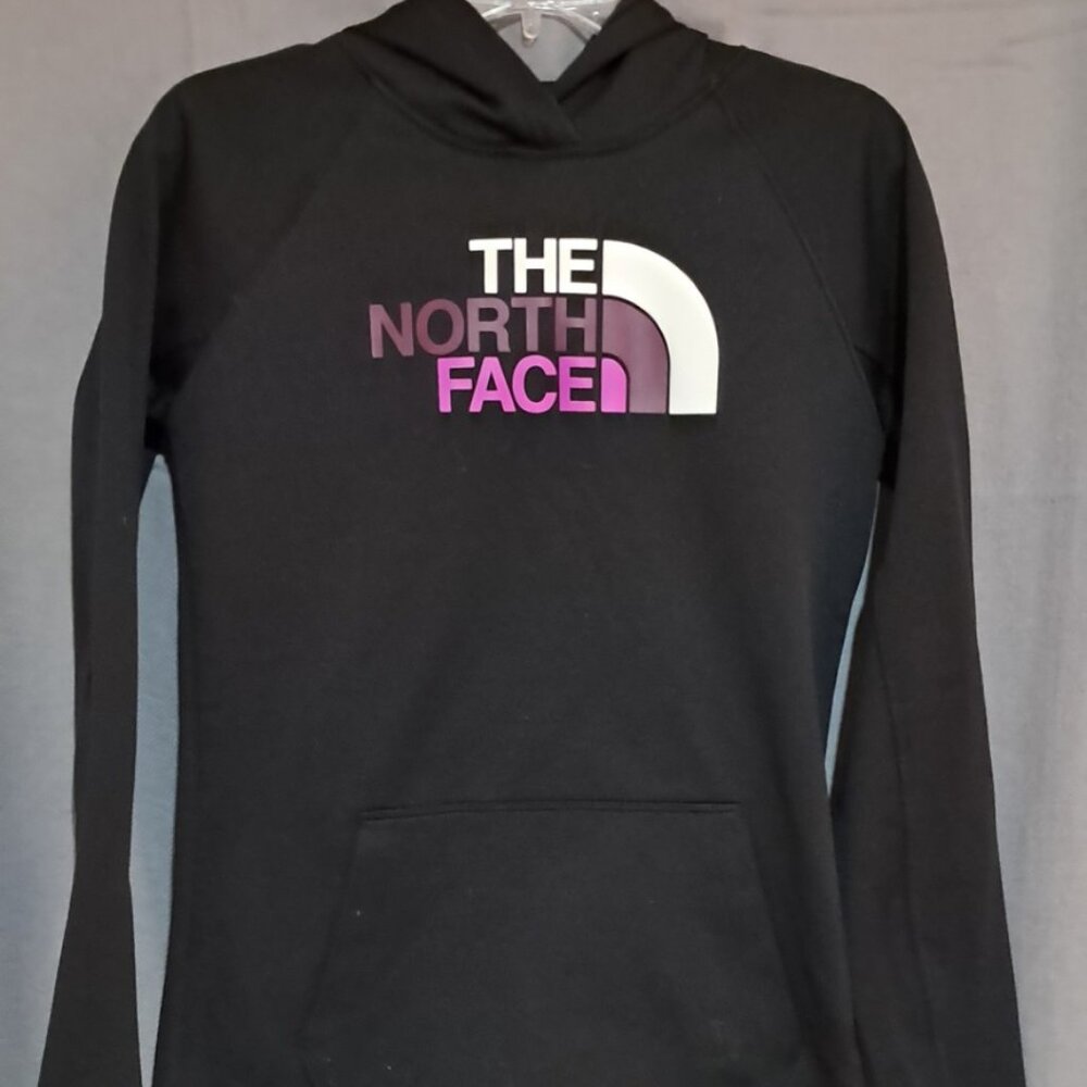 The North Face black, purple, and white hoodie